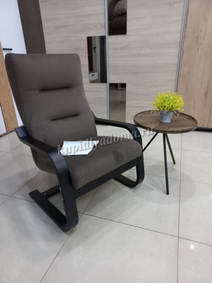 Кресло для отдыха Неаполь Модель 2 (Венге текстура/Ткань коричневый Velutto 23)