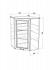 Шкаф верхний угловой высокий со стеклом ВВУС600 кухня Агава (Акация белая)