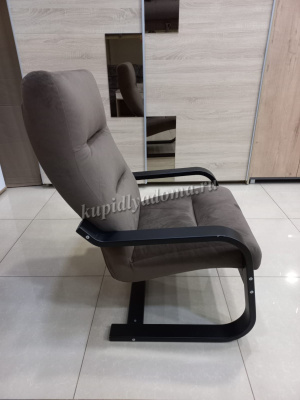 Кресло для отдыха Неаполь Модель 2 (Венге текстура/Ткань коричневый Velutto 23)
