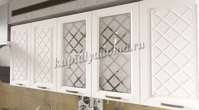 Шкаф верхний со стеклом ВС300 кухня Агава (Акация белая)