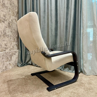 Кресло для отдыха Неаполь Модель 2 (Венге текстура/Ткань бежевый Velutto 04)